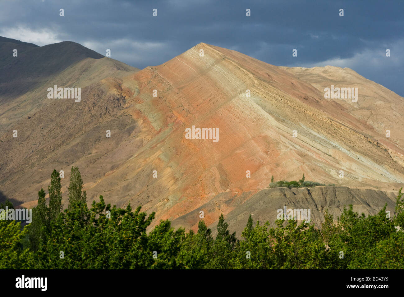 Mountain Scenery near the Town of Aini in Tajikistan Stock Photo