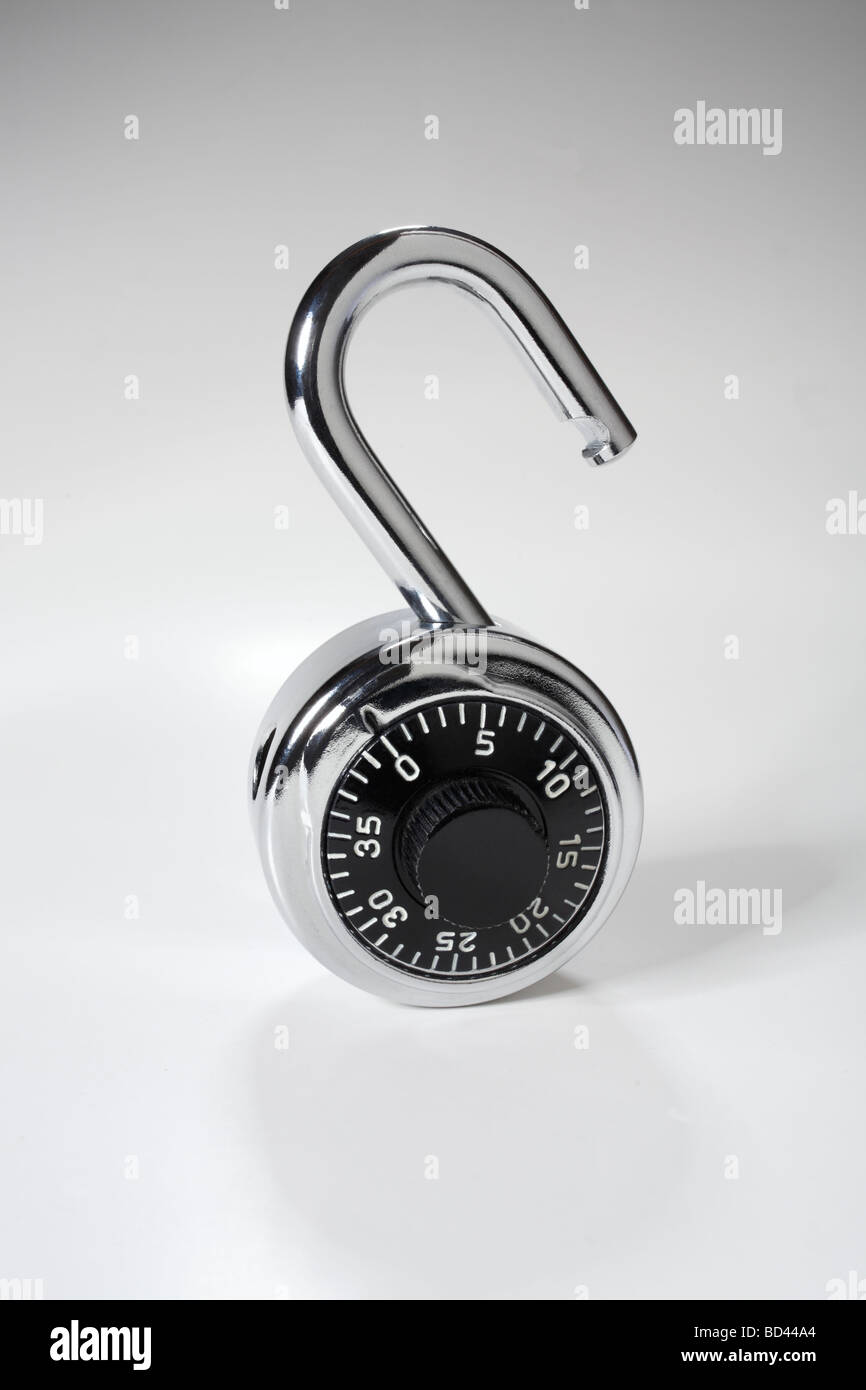 Open combination lock Stock Photo Alamy