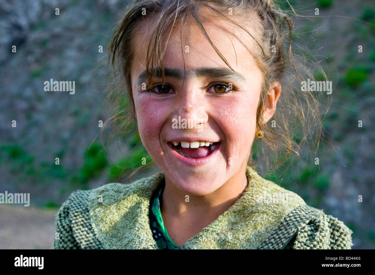 Young Tajik Girl near Khaburabot or Saghirdasht Pass near Khorog Stock