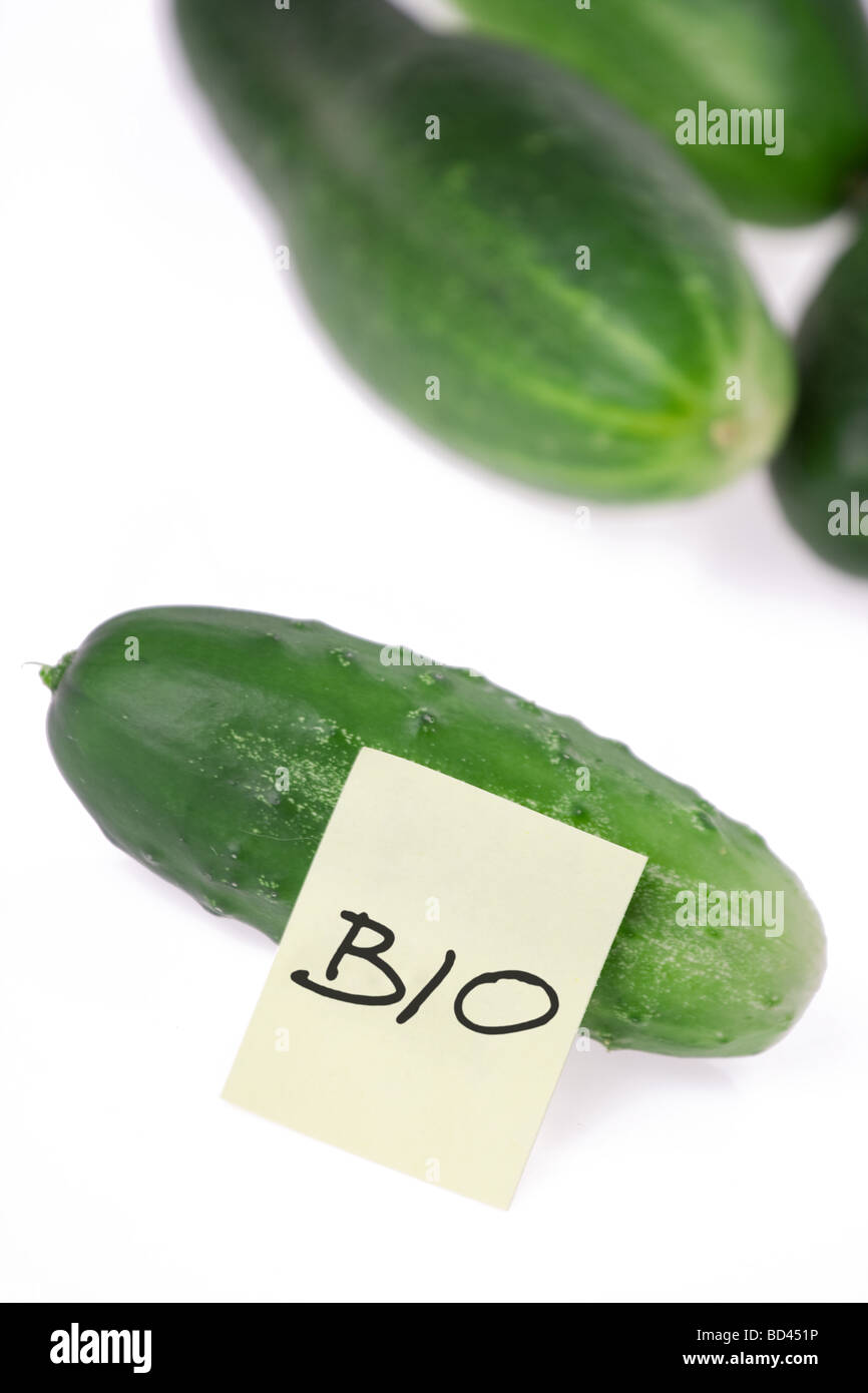 the bio cucumbers non white background Stock Photo