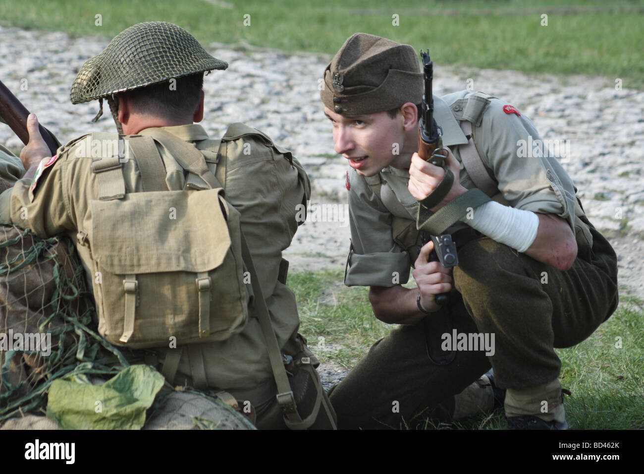 Re-enactment of important second war act - Battle of Monte Cassino. Annual event in Ogrodzieniec, Poland. Stock Photo