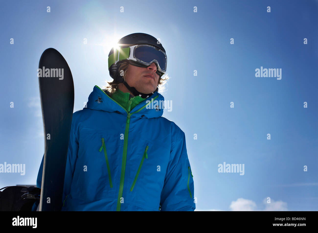 Snowboarder, St. Moritz, Grisons, Switzerland, Europe Stock Photo