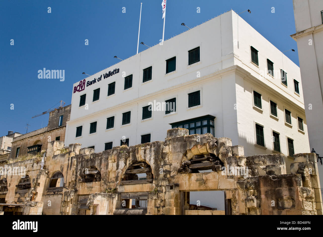 The oldest Bank in Malta, Bank of Valletta, in it's modern home