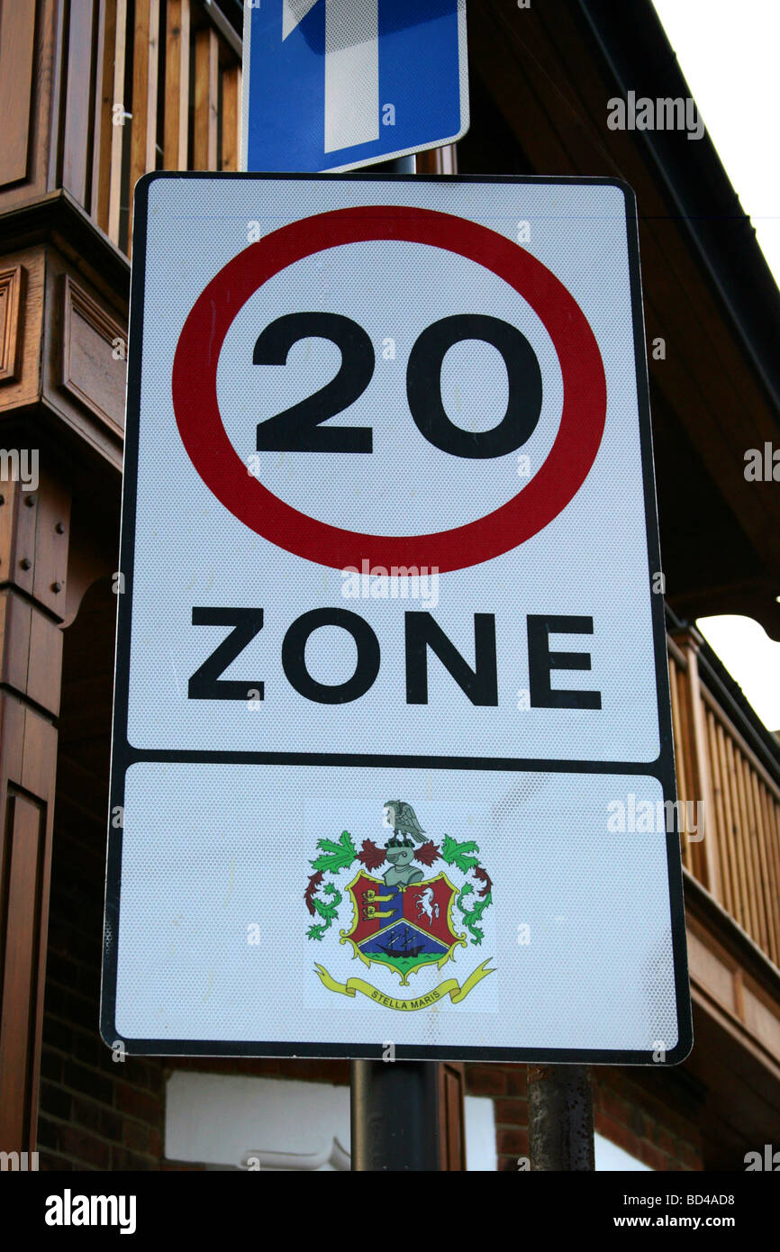 Road sign in Broadstairs 20 mph zone Stock Photo