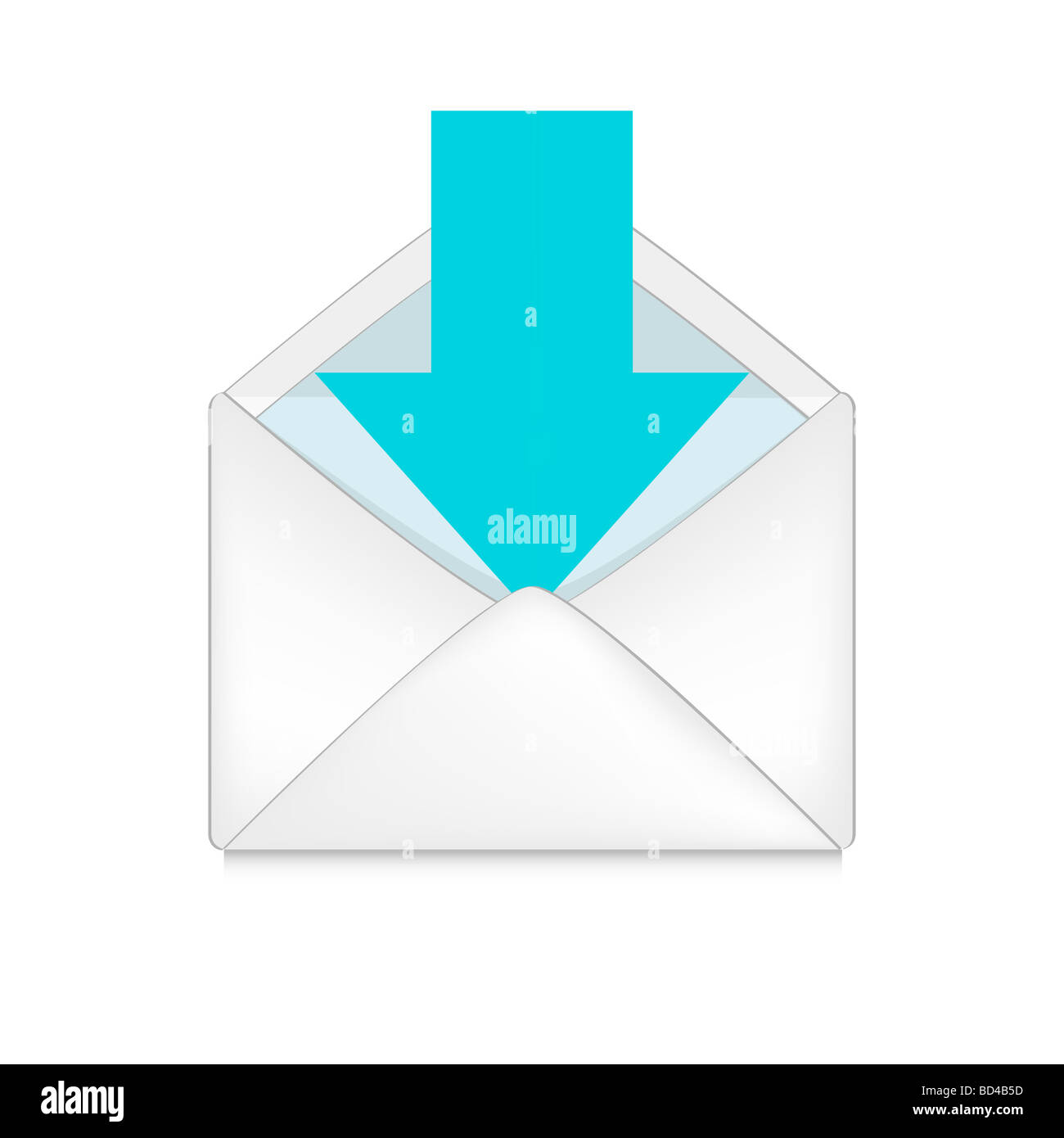 opened envelope with blue arrow on white background Stock Photo
