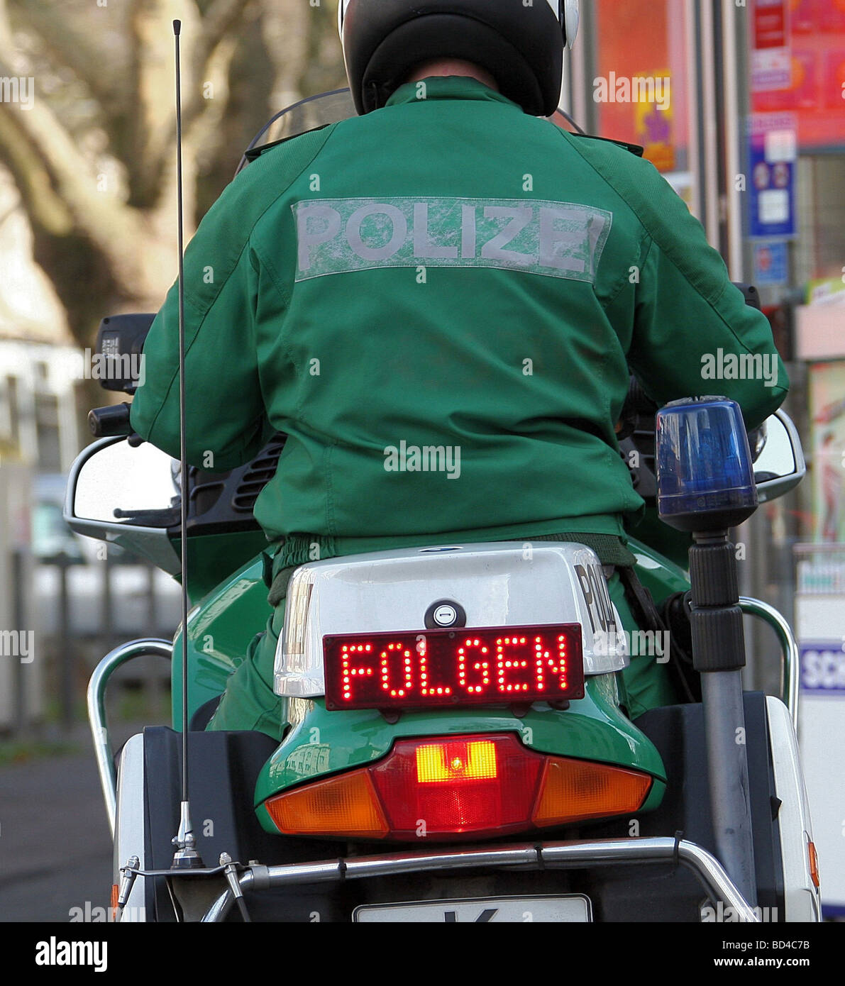 German policeman on a motorcycle Stock Photo