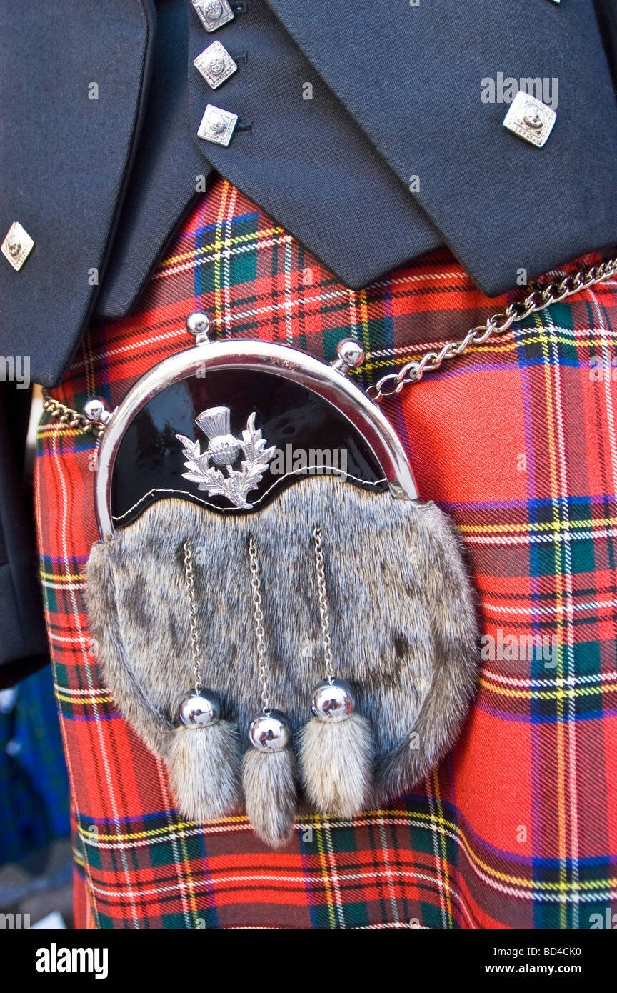 Kilt and fur sporran close up from Halifax shop, Nova Scotia, Canada Stock Photo