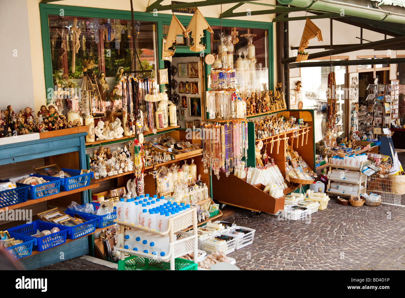 Religious gift shop selling souvenirs of Altotting, Bavaria, Germany, Europe Stock Photo
