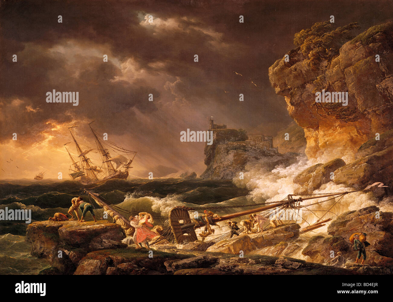 Vernet Claude Joseph (1714 - 1789), painting, 'Sea Storm', 1772, Castle Schleissheim, Germany, Europe, France, French, shipwr Stock Photo