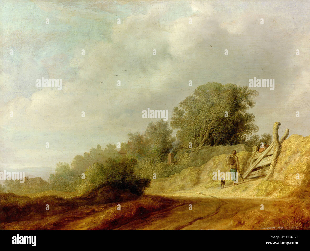 fine arts, Ruysdael, Salomon, (circa 1600 - 1670), painting, "landscape with path", National Gallery, Prague, Czech Republic, Stock Photo