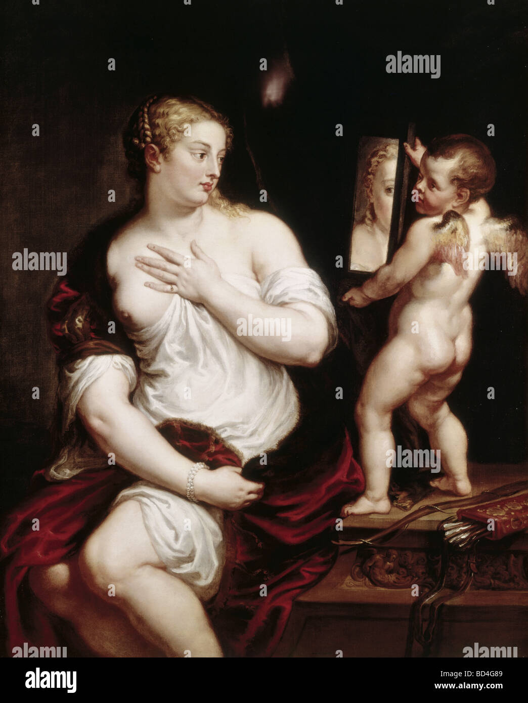fine arts, Rubens, Peter Paul (1577 - 1640), painting, 'Toilette of Venus', oil on canvas, circa 1600, Thyssen-Bornemisza Col Stock Photo