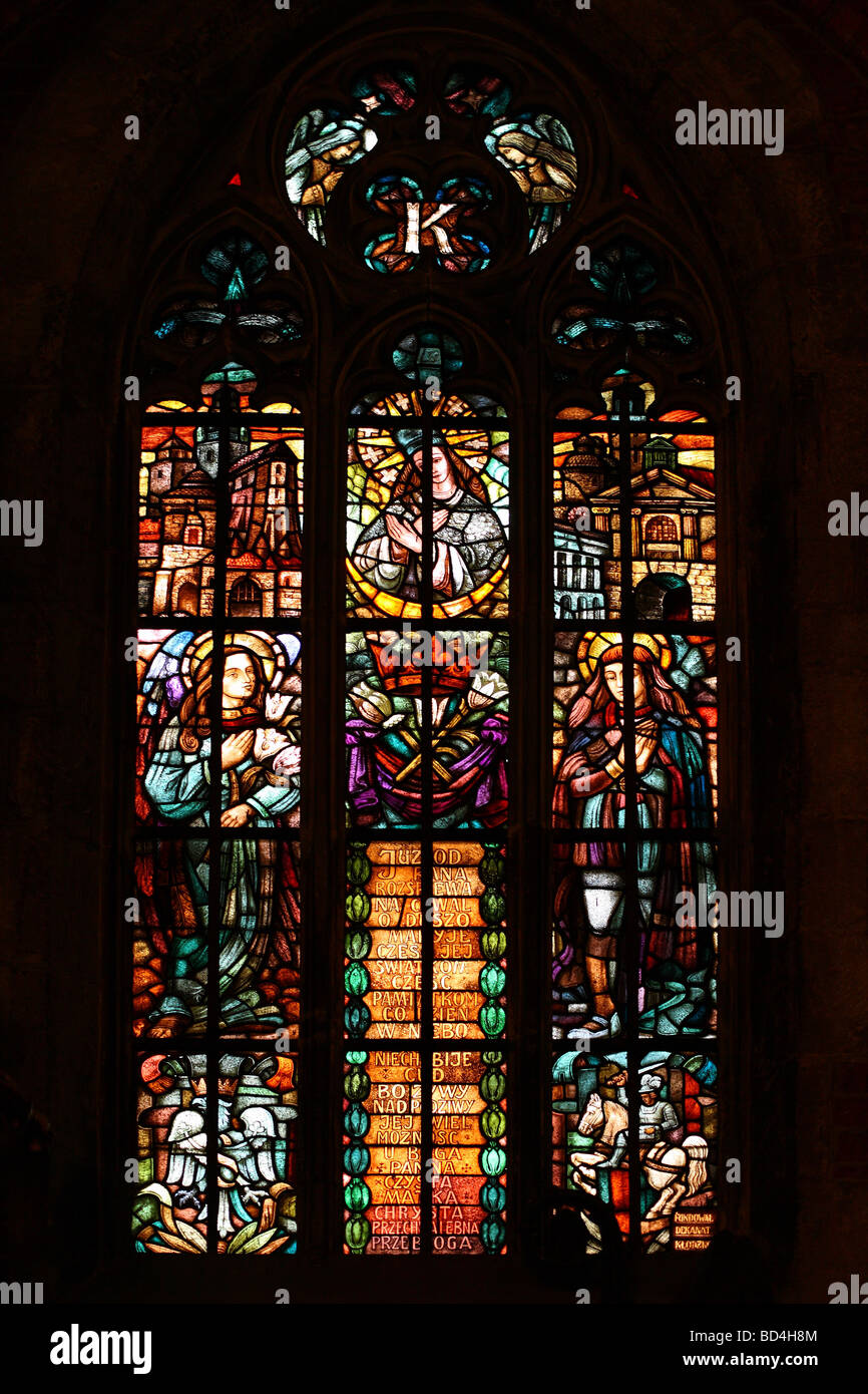 Gothic window stained glass Saint John cathedral Wroclaw Lower Silesia ...