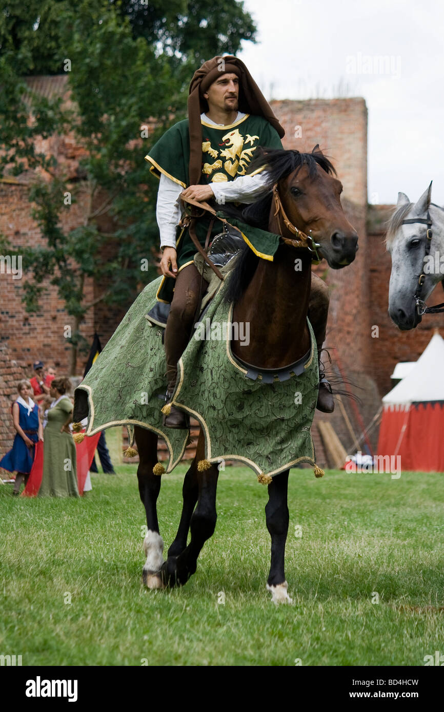 Proud Medieval Cavalry Knight On Military Horse Taken In Malbork