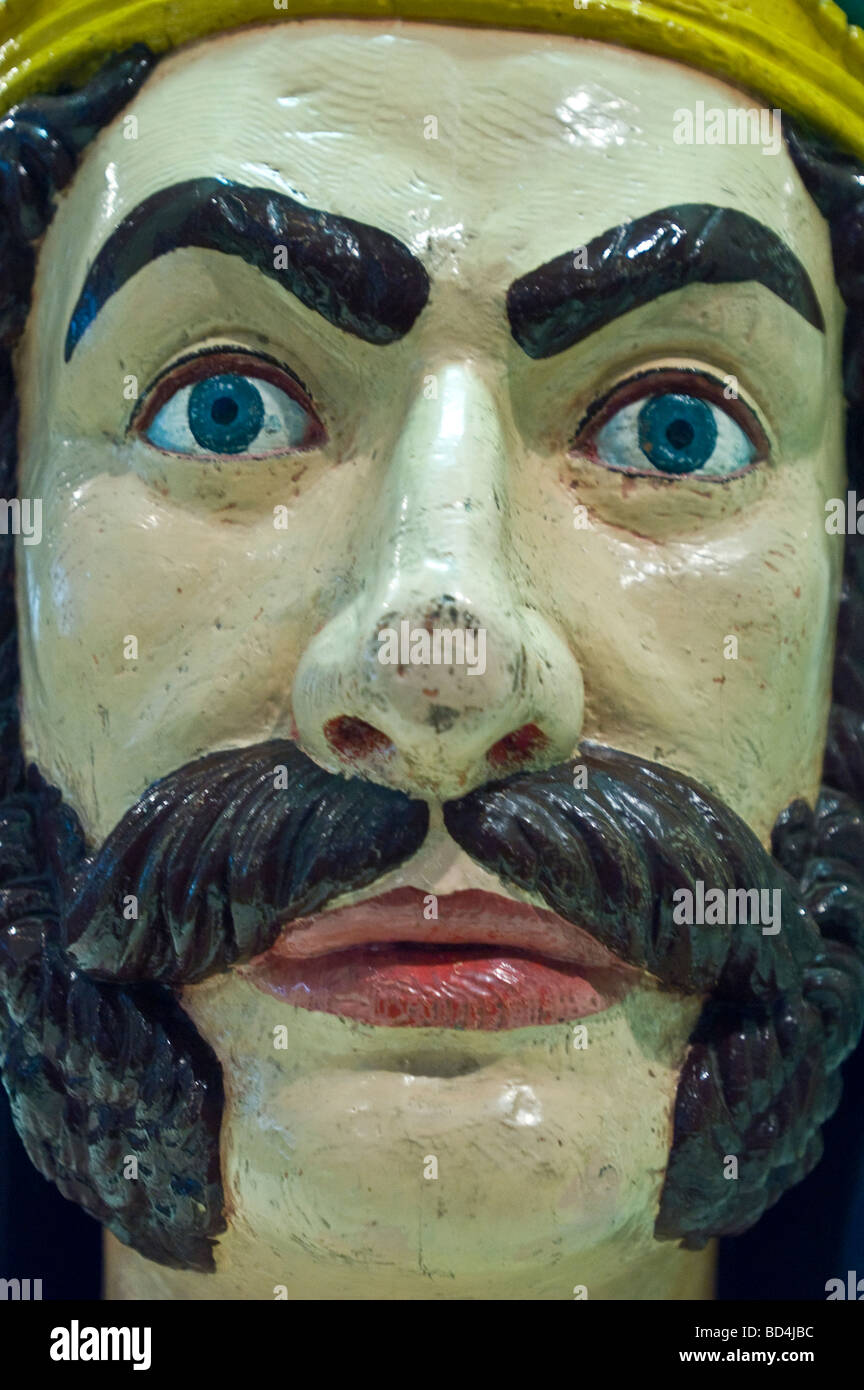 Masthead, figurehead of man with mustaches from Halifax Maritime Museum of Atlantic, Nova Scotia, Canada Stock Photo
