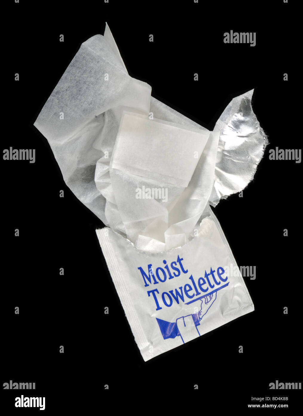 A moist towelette opened Stock Photo