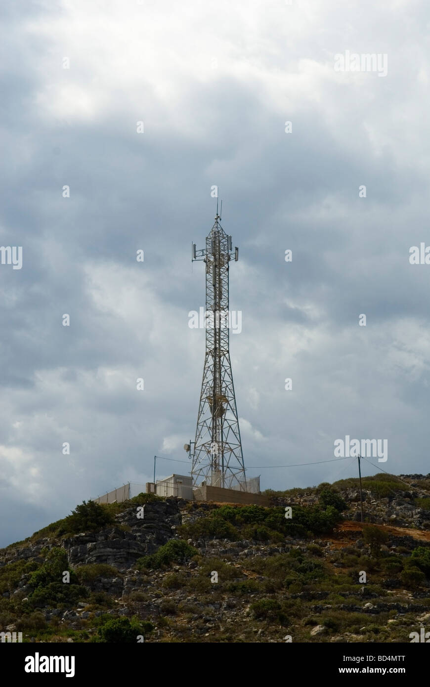 Mobile Phone Mast near Elounda Crete Stock Photo
