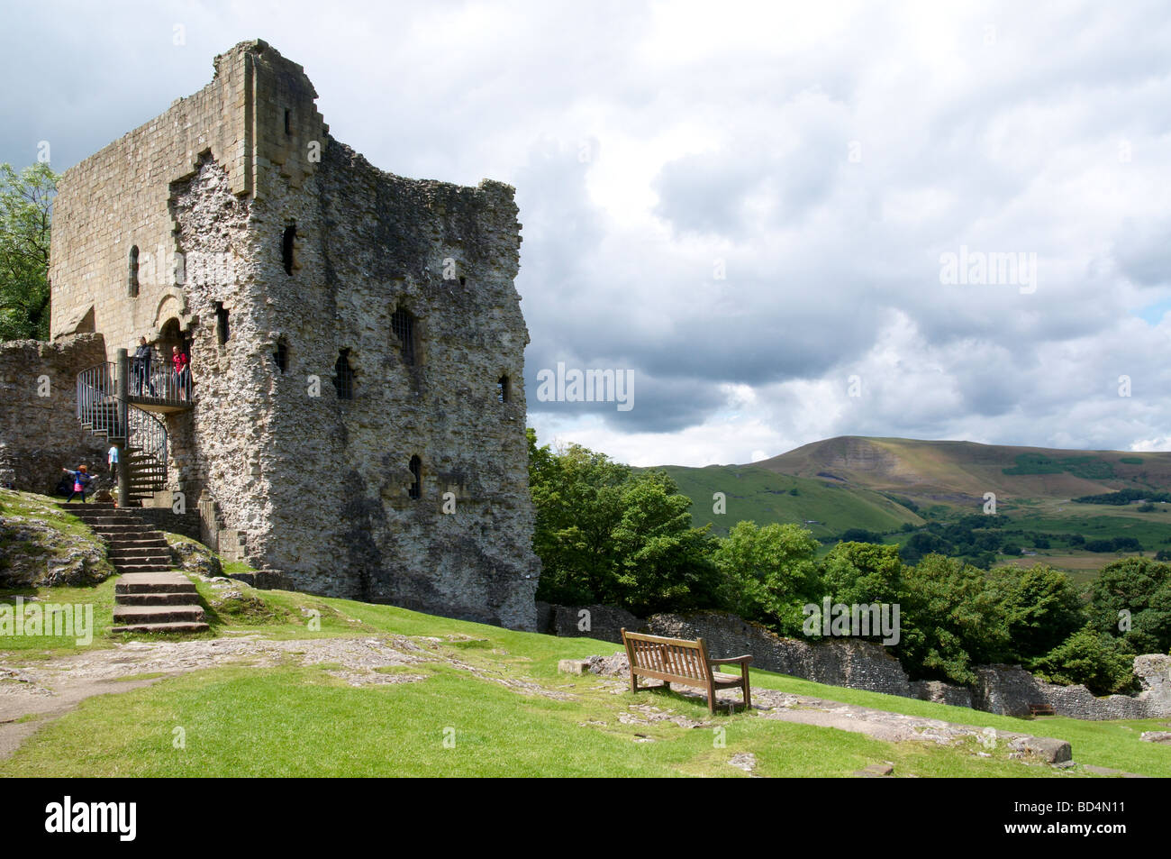 Peveril Castle in Castletoin in the Derbyshire Peak District England ...