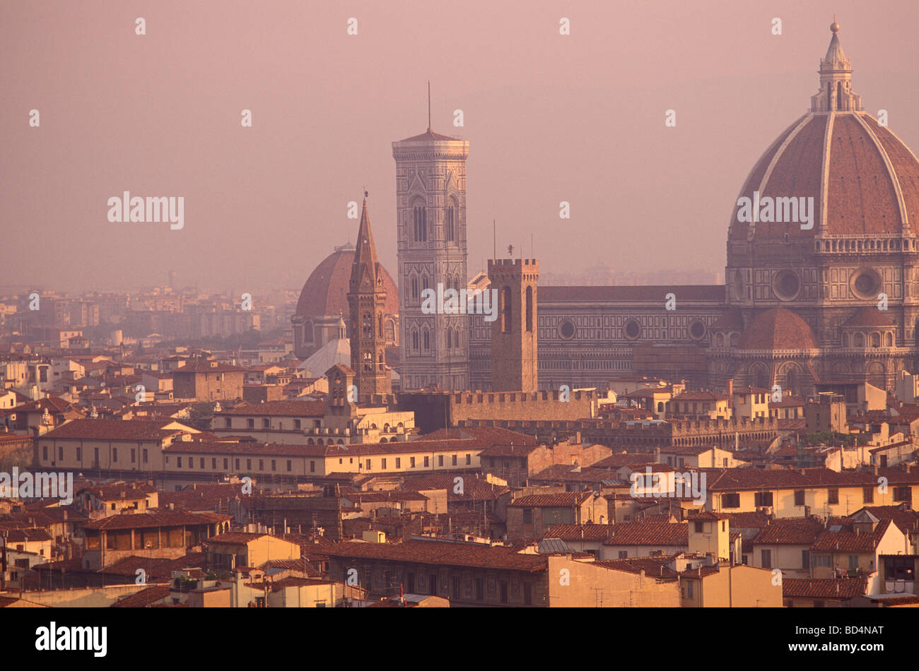 Duomo and Palazzo Vecchio from Forte di Belvedere Firenze Italy Stock Photo