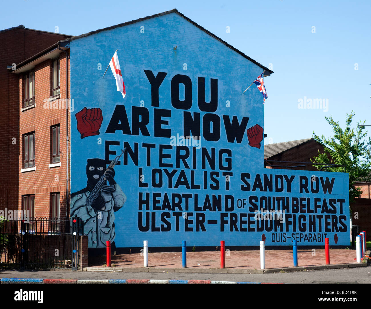 One of the best-known Loyalist/Unionist murals at the north of Sandy Row in central Belfast. Stock Photo