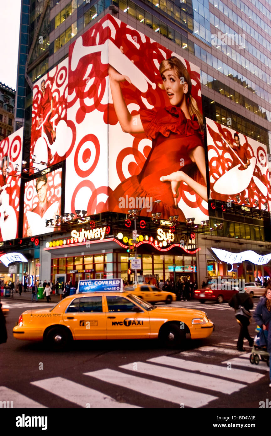 Big Target advertisement with traffic, Manhattan, New York CIty, USA