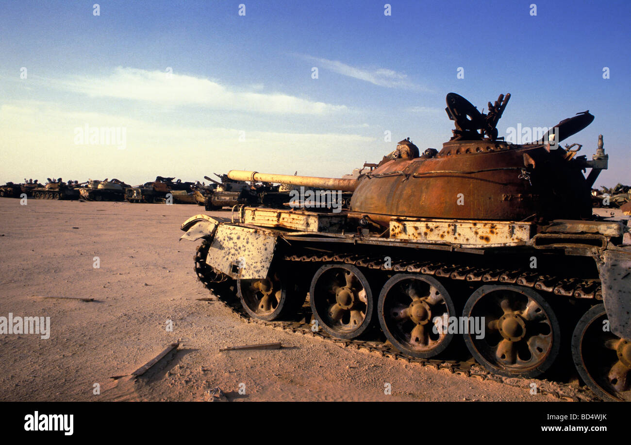 Wreckage of War destroyed Iraqi armour from the first Gulf War Stock Photo