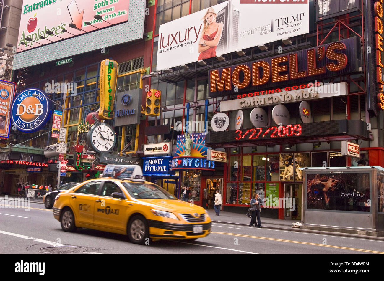 Shops on 42nd Street, Manhattan, New York City, NYC, USA Stock Photo