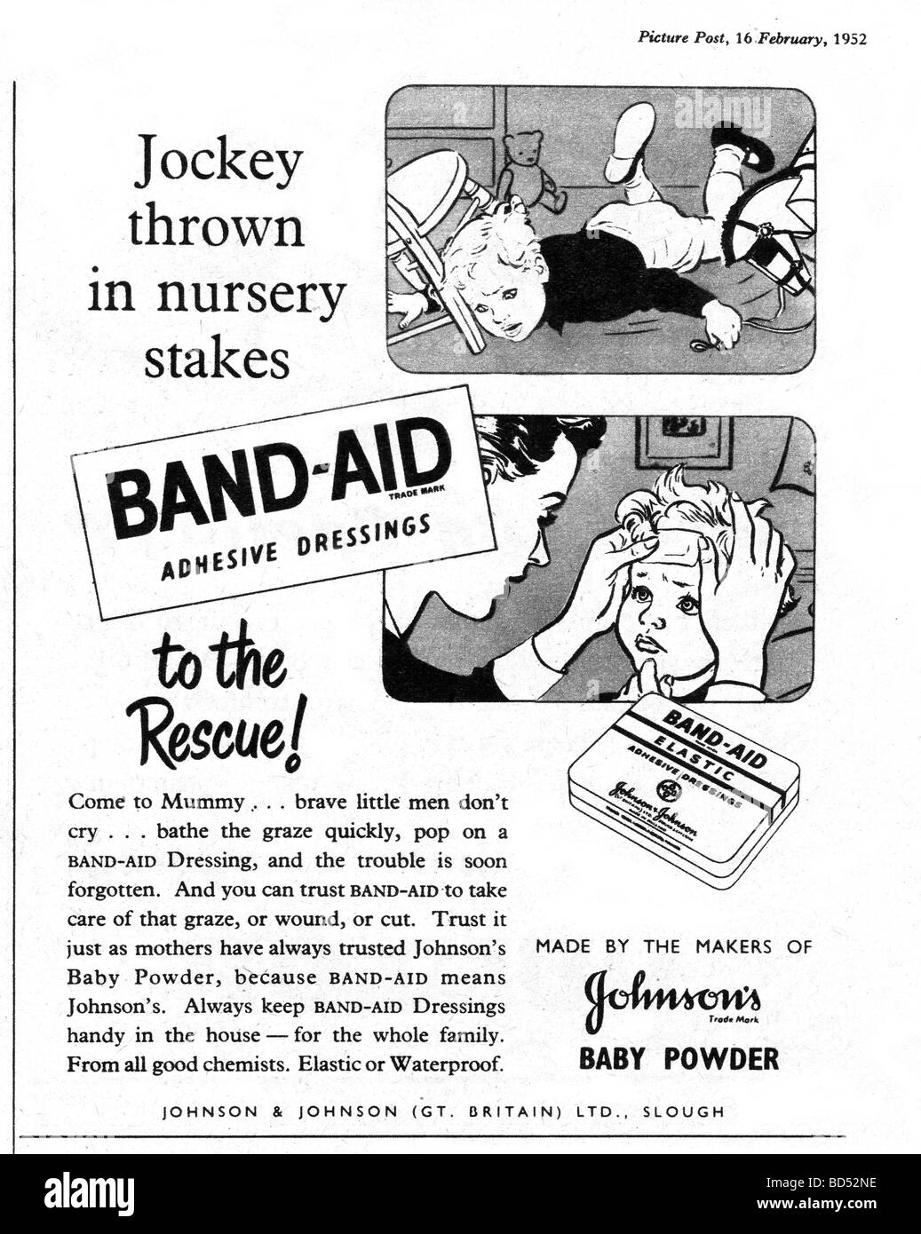 Johnsons Band Aid advert from 1952 Stock Photo Alamy