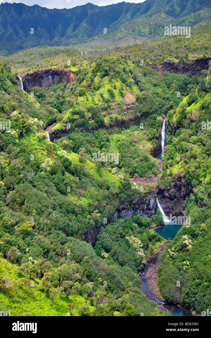 Kahili Falls Five Sisters Falls Kauai Hawaii Stock Photo Alamy