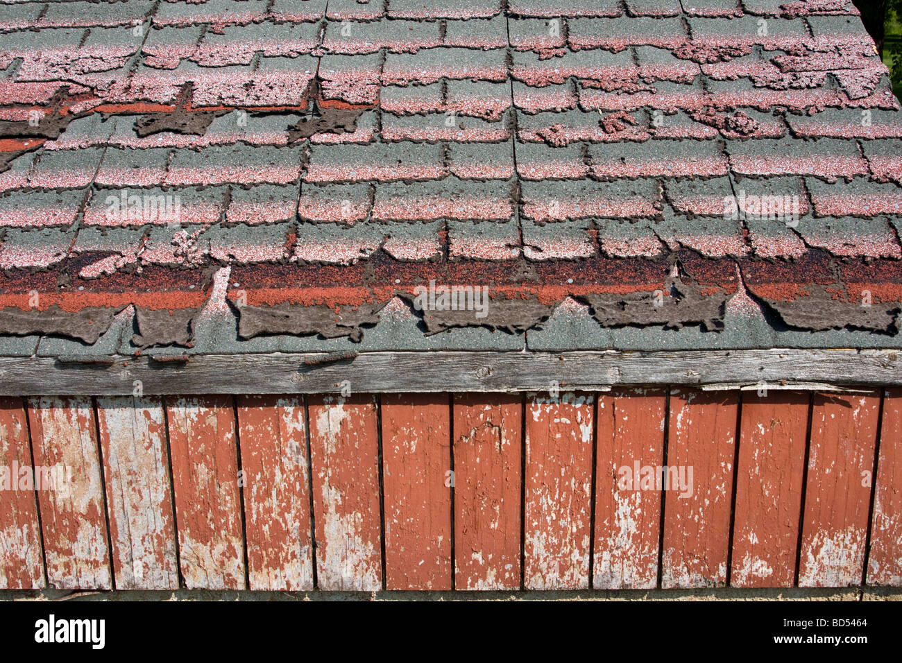 worn shingles and shed wall Stock Photo Alamy