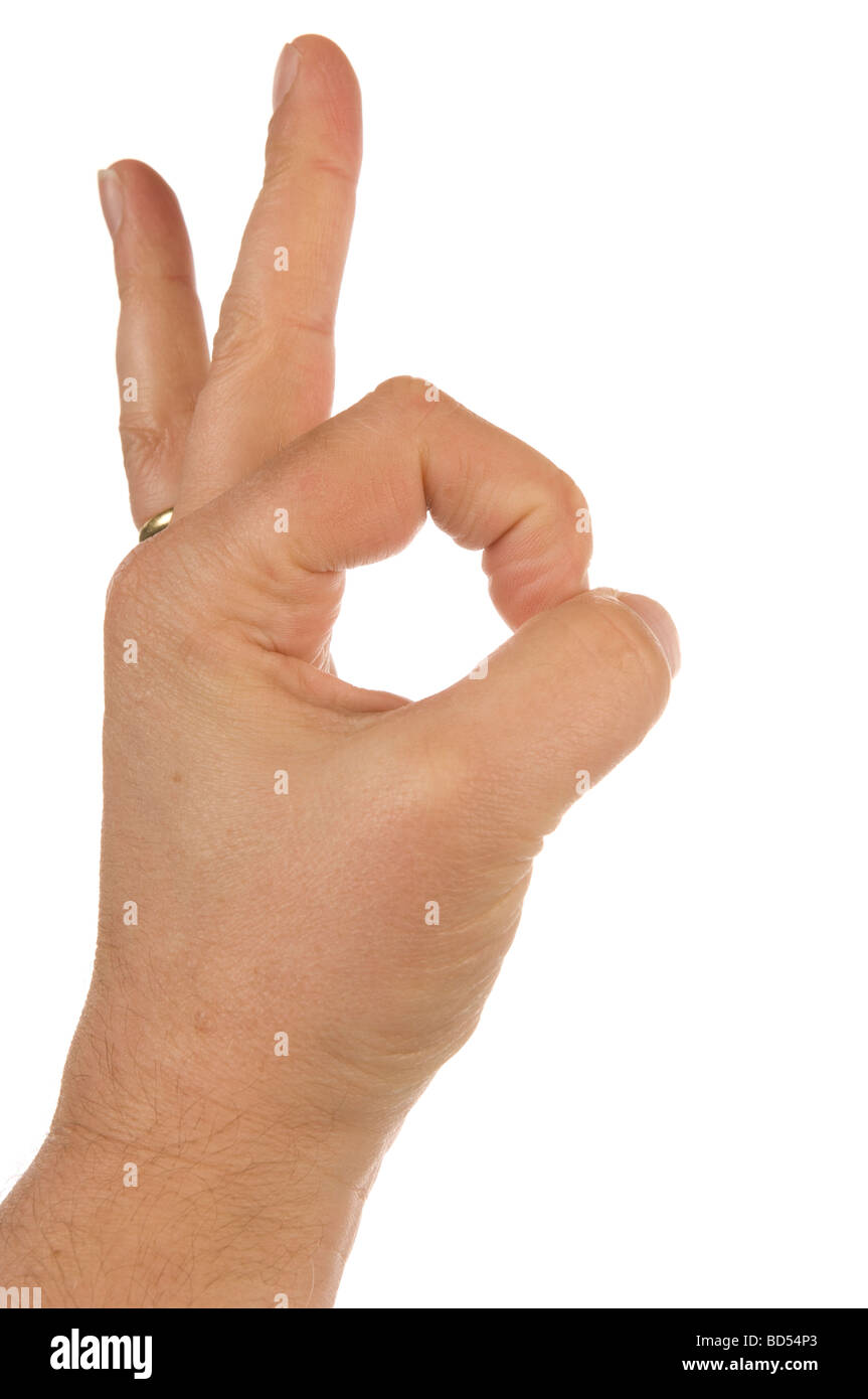 Ok sign isolated on white Stock Photo - Alamy