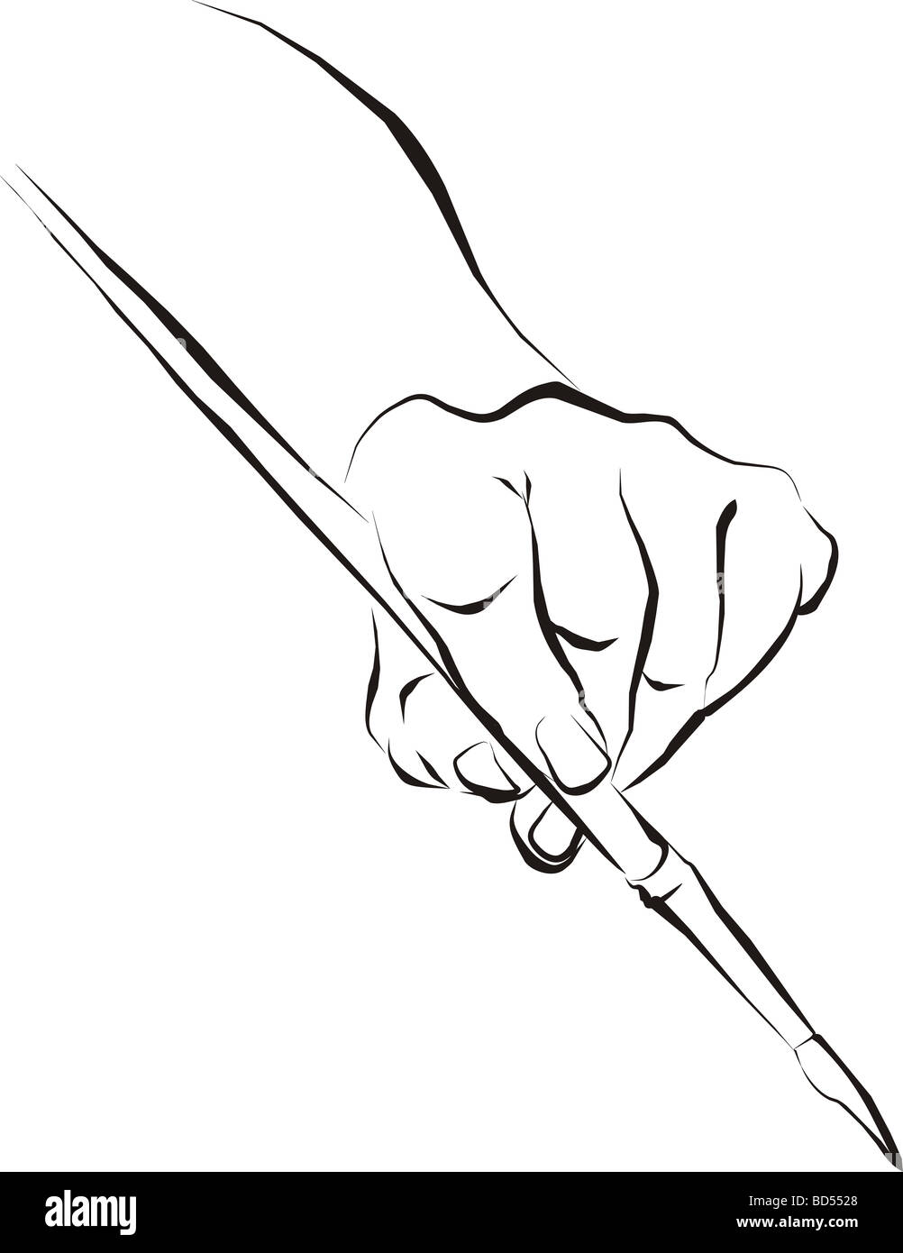 Hand illustration holding paint brush hires stock photography and