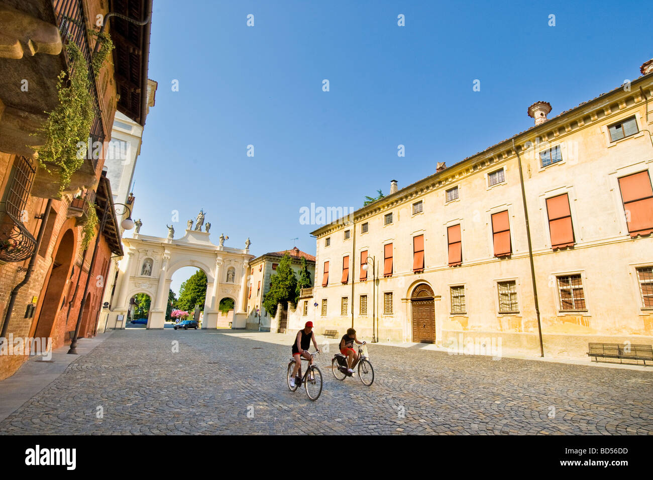 langhe province of cuneo cherasco city view Stock Photo