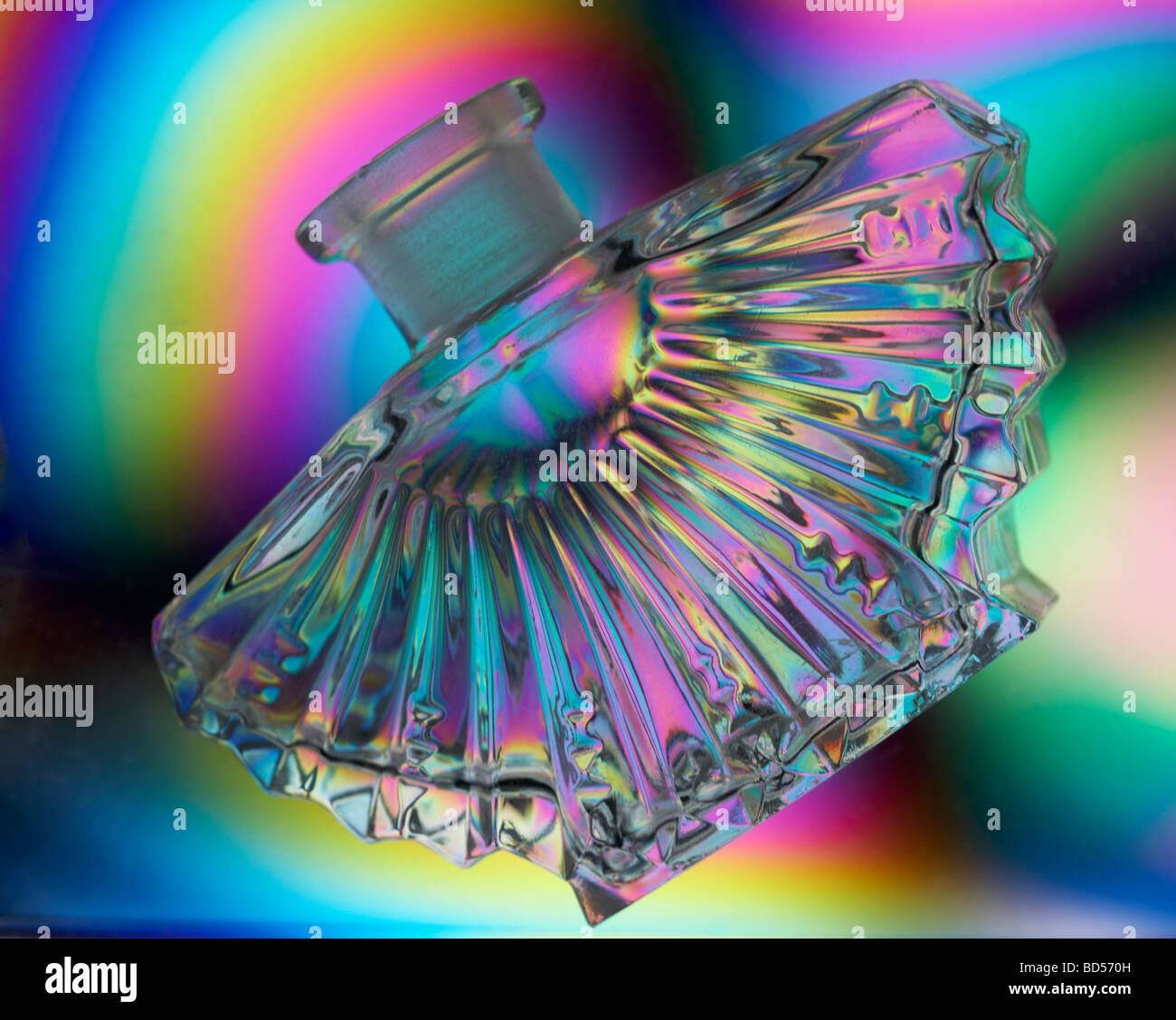 Glass perfume bottle with cross polarisation effect Stock Photo