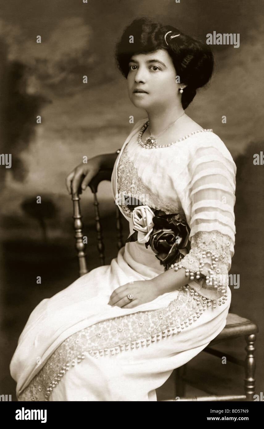 Elegantly Gowned Ethnic Society Woman Stock Photo