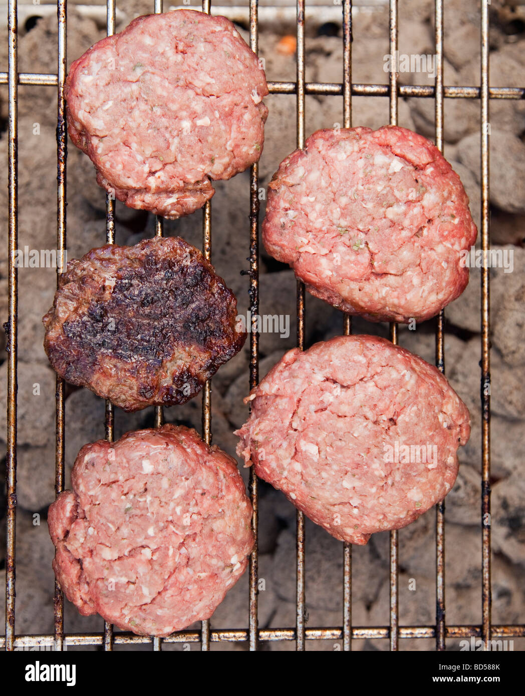 Hamburgers on a barbeque Stock Photo