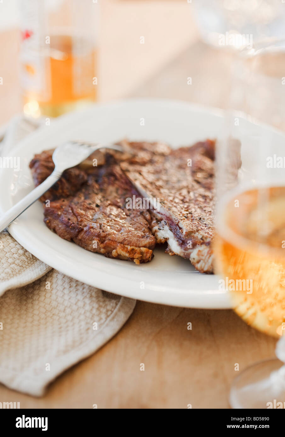 Steak and beer Stock Photo