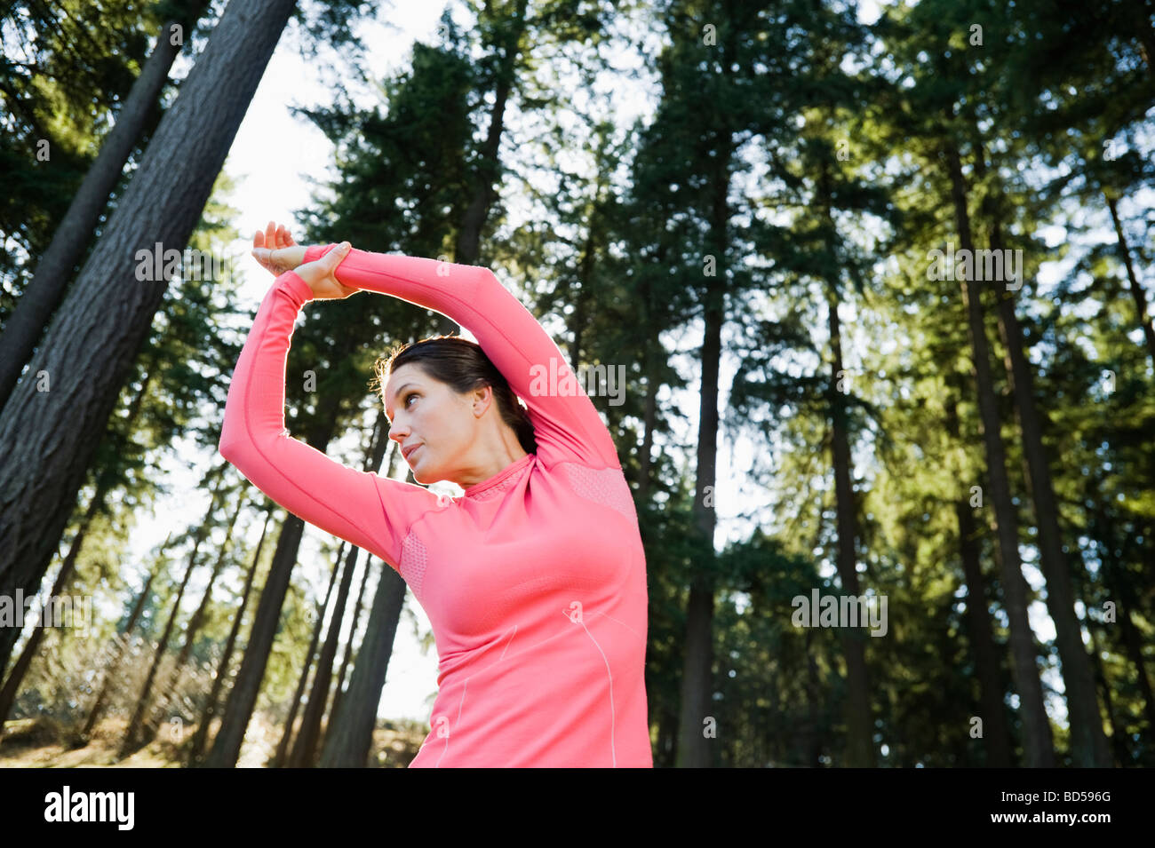 A runner in the woods Stock Photo