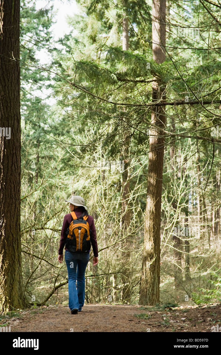 Back view woman hiker hikes hi-res stock photography and images - Alamy