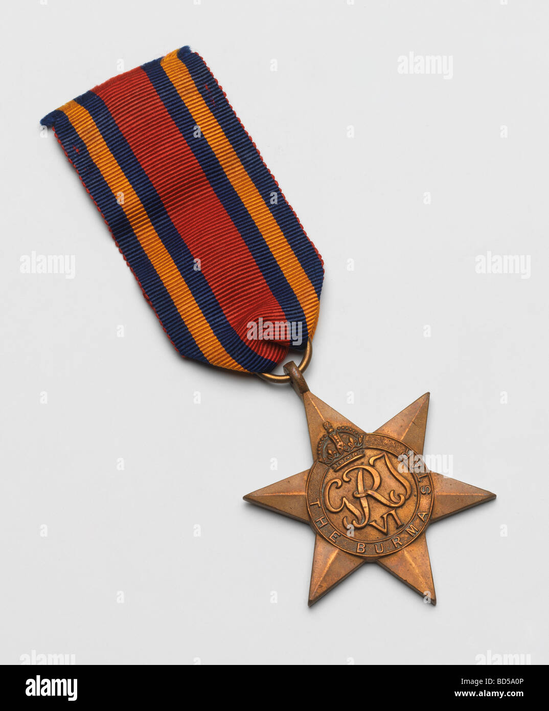 The Burma Star, a campaign medal awarded to British and Commonwealth servicemen in the second world war. Stock Photo