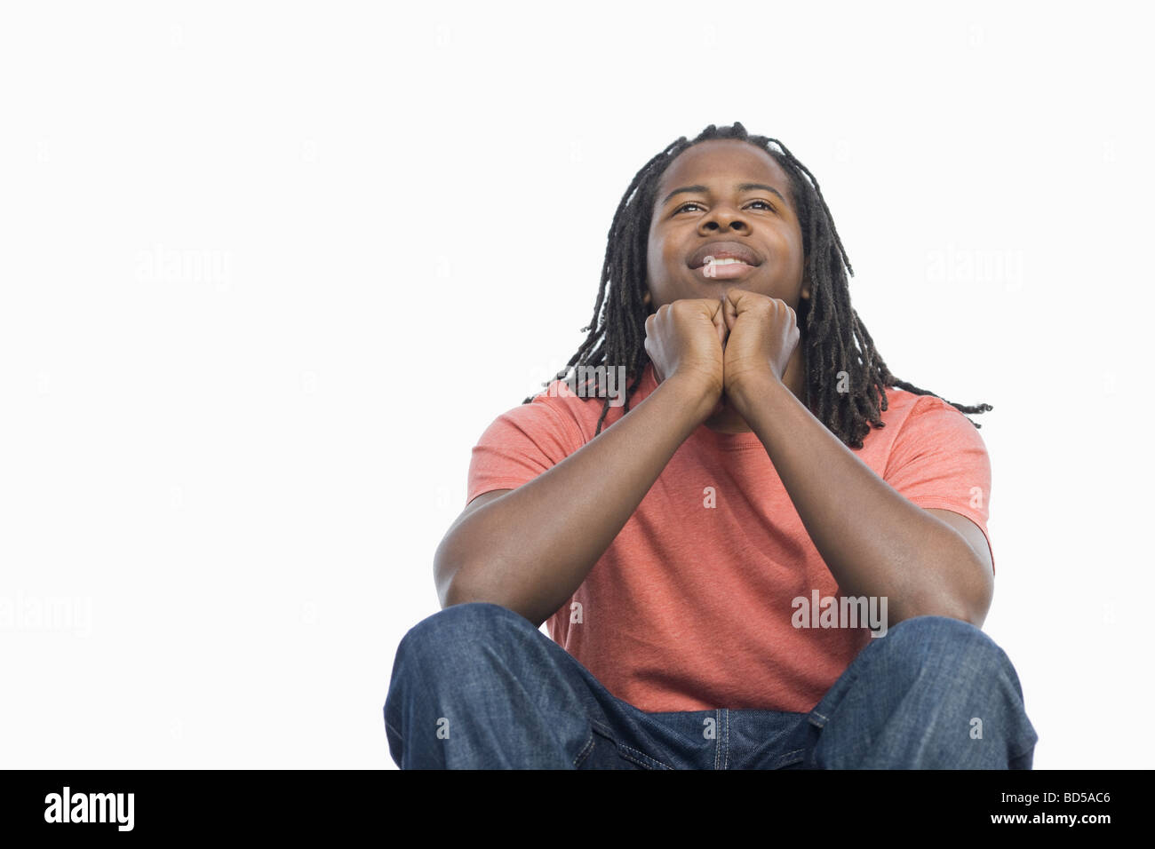 A man thinking and smiling Stock Photo