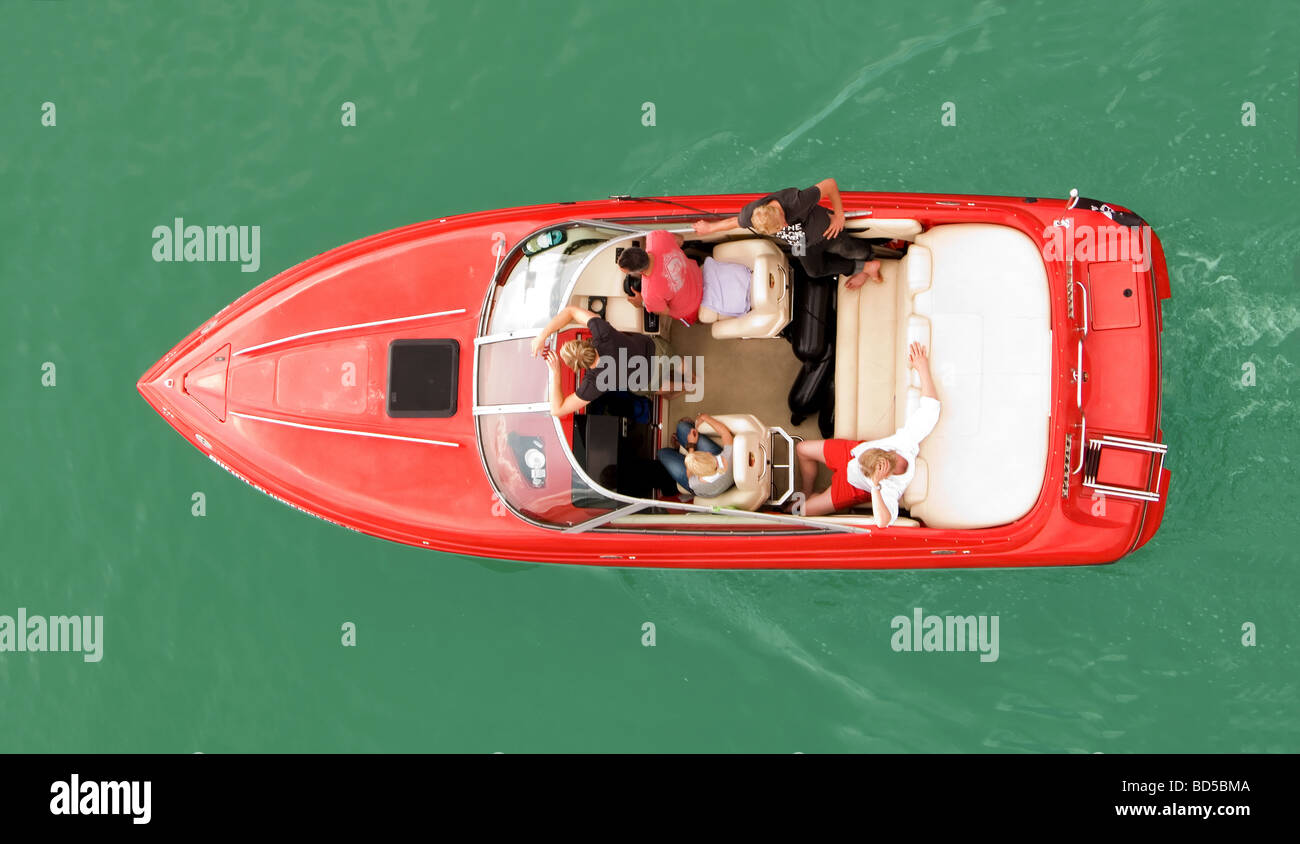 overhead view from a motorboat Stock Photo