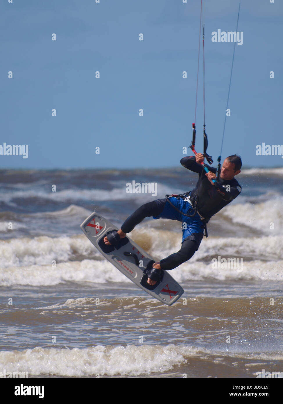 Kitesurfer in action Devon UK Stock Photo