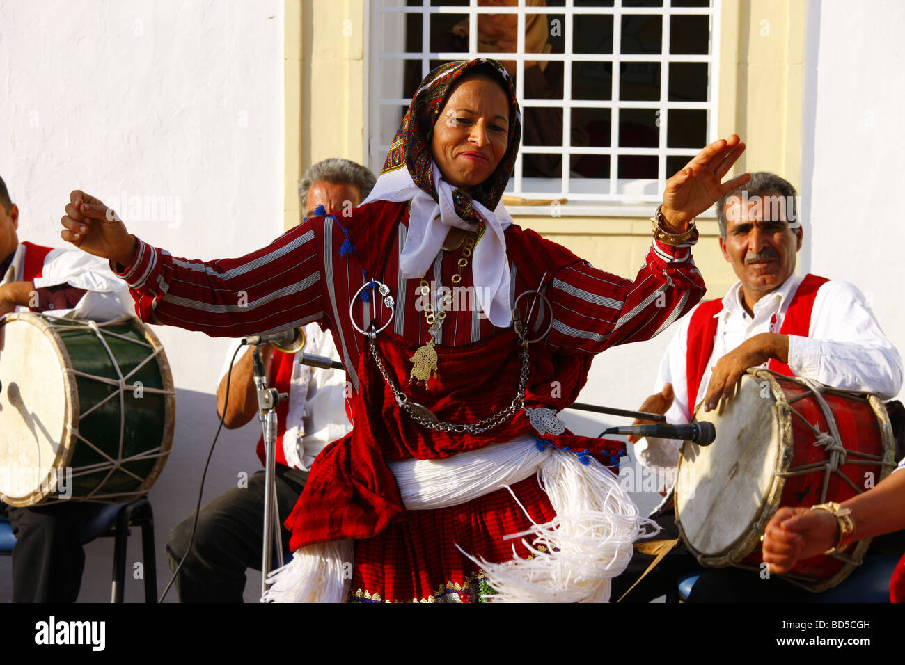 Woman dancing, traditional folk dance, Hammamet, Tunisia, Northern Africa Stock Photo