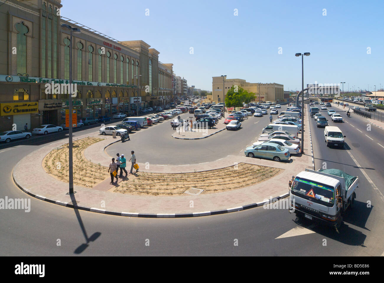 Dubai Gold and Jewelry Trading Center - view from a footbridge in Deira, Dubai, United Arab Emirates (UAE) Stock Photo