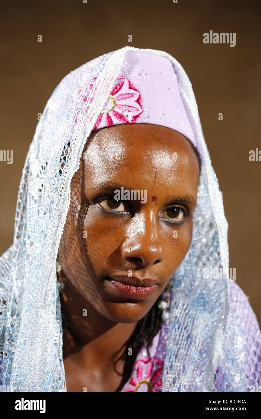 Woman, portrait, Mbororo ethnic group, Bamenda, Cameroon, Africa Stock Photo