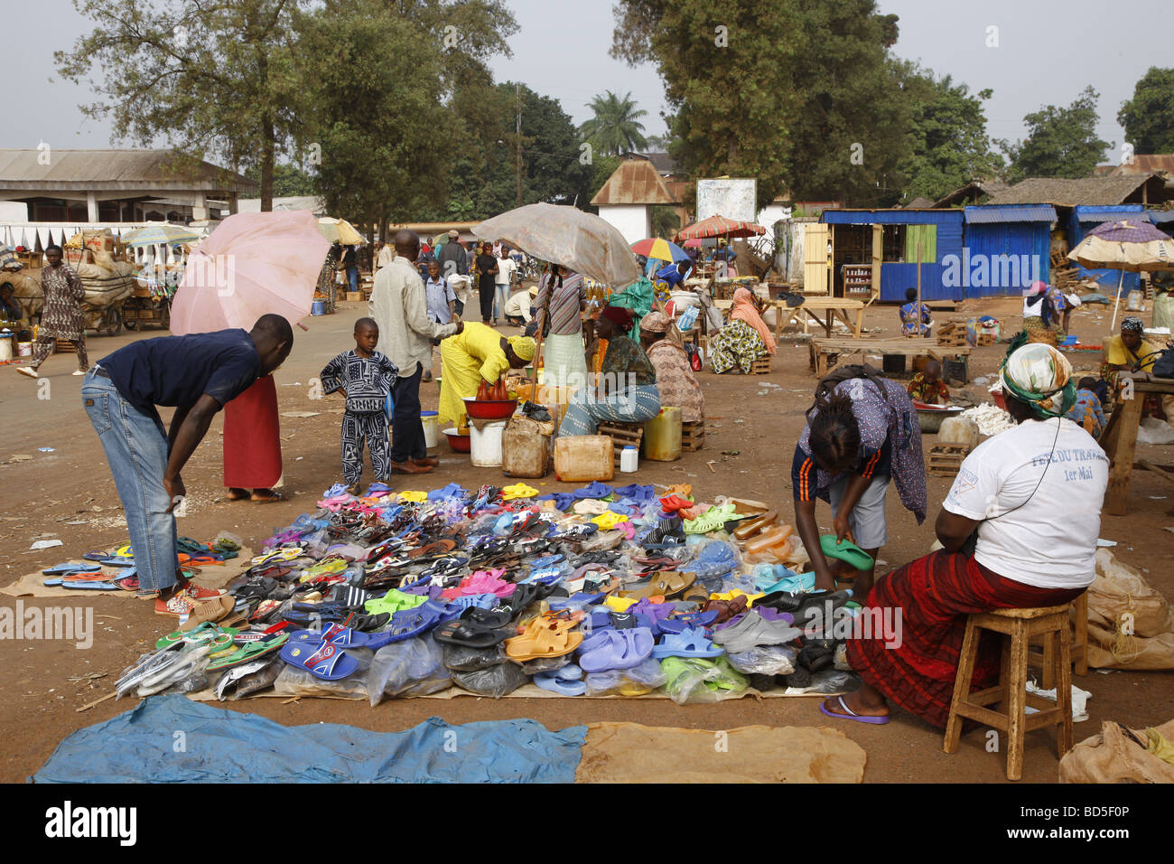 Market in front of the Sultan's Palace, Foumban, Cameroon, Africa Stock Photo
