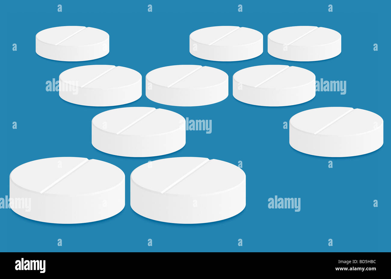 Illustration of pills on a blue background Stock Photo