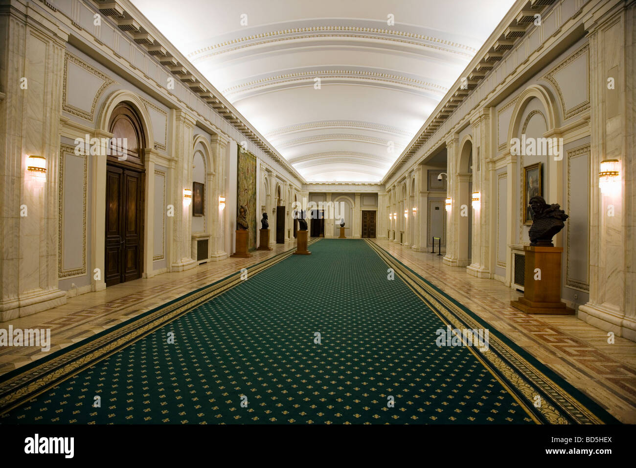 Palace of the Parliament interior Bucharest Stock Photo