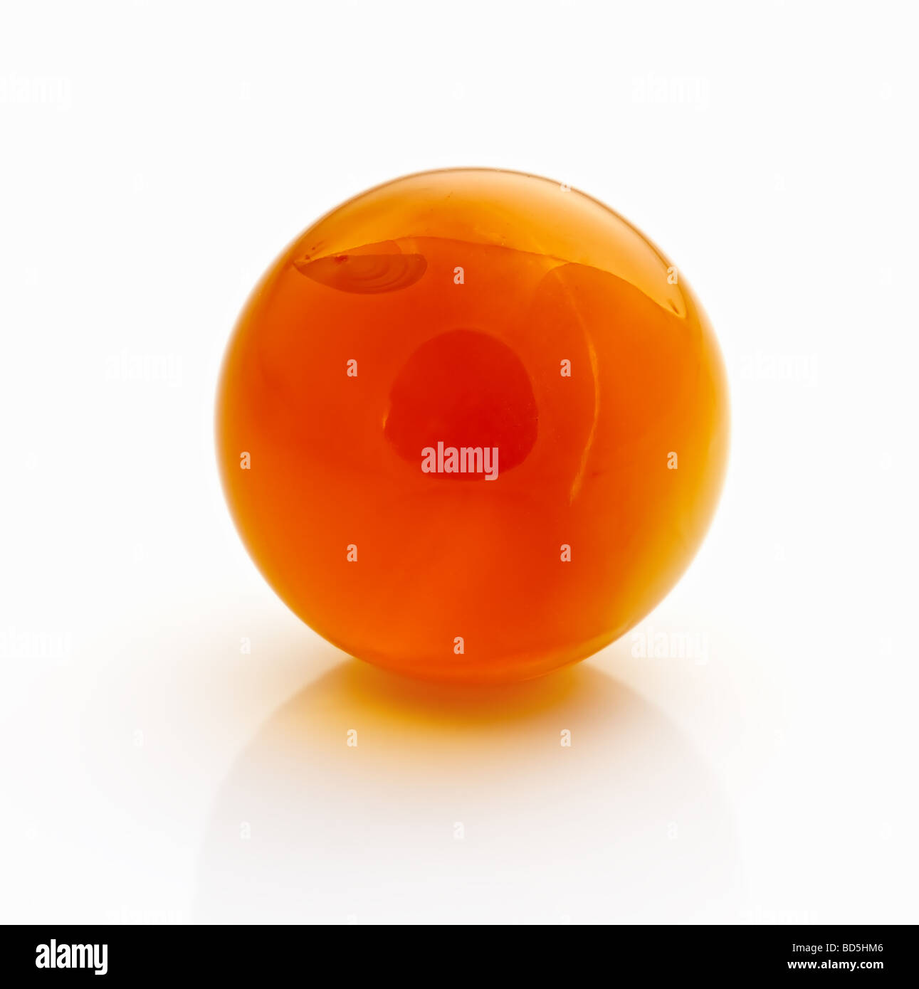 Amber spheres on a white table. Baltic sea Stock Photo