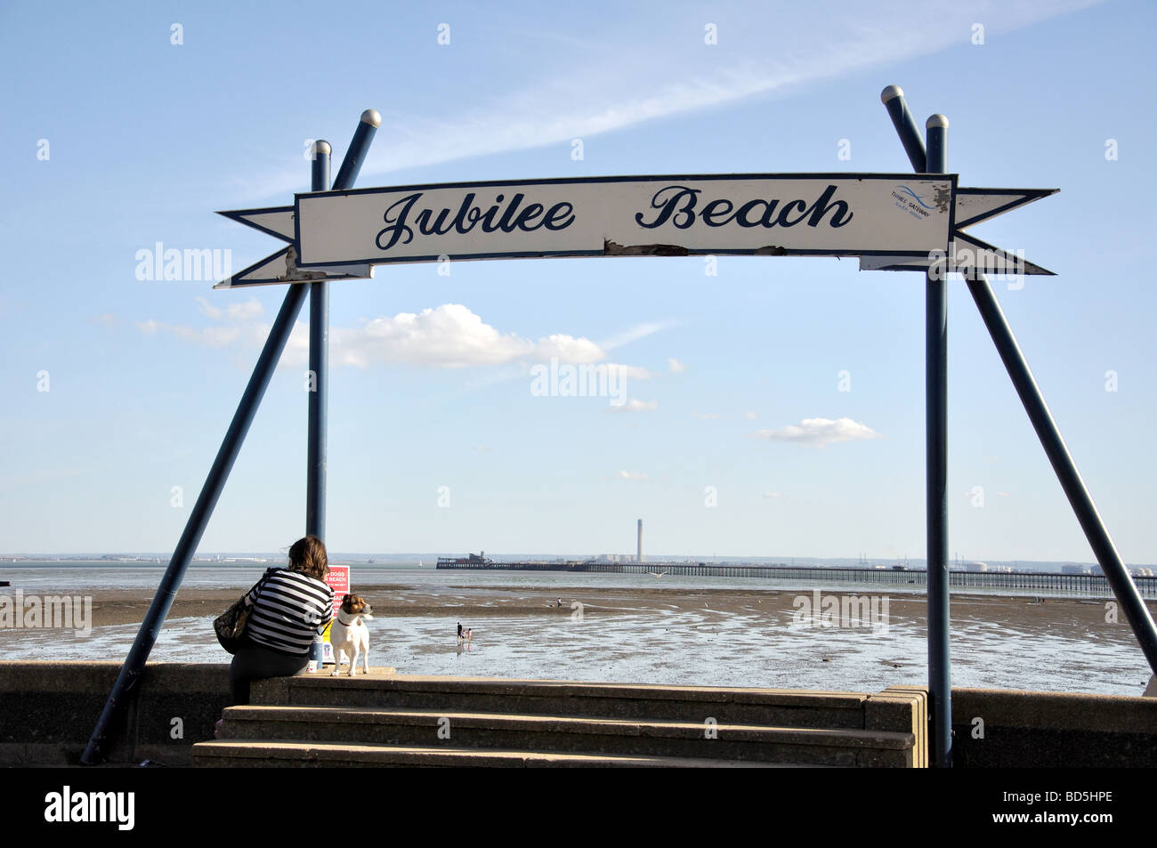 Jubilee Beach sign, The Promenade, SouthendonSea, Essex, England